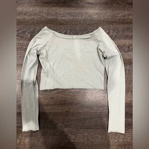 John Galt Light green Long Sleeve Crop Top
